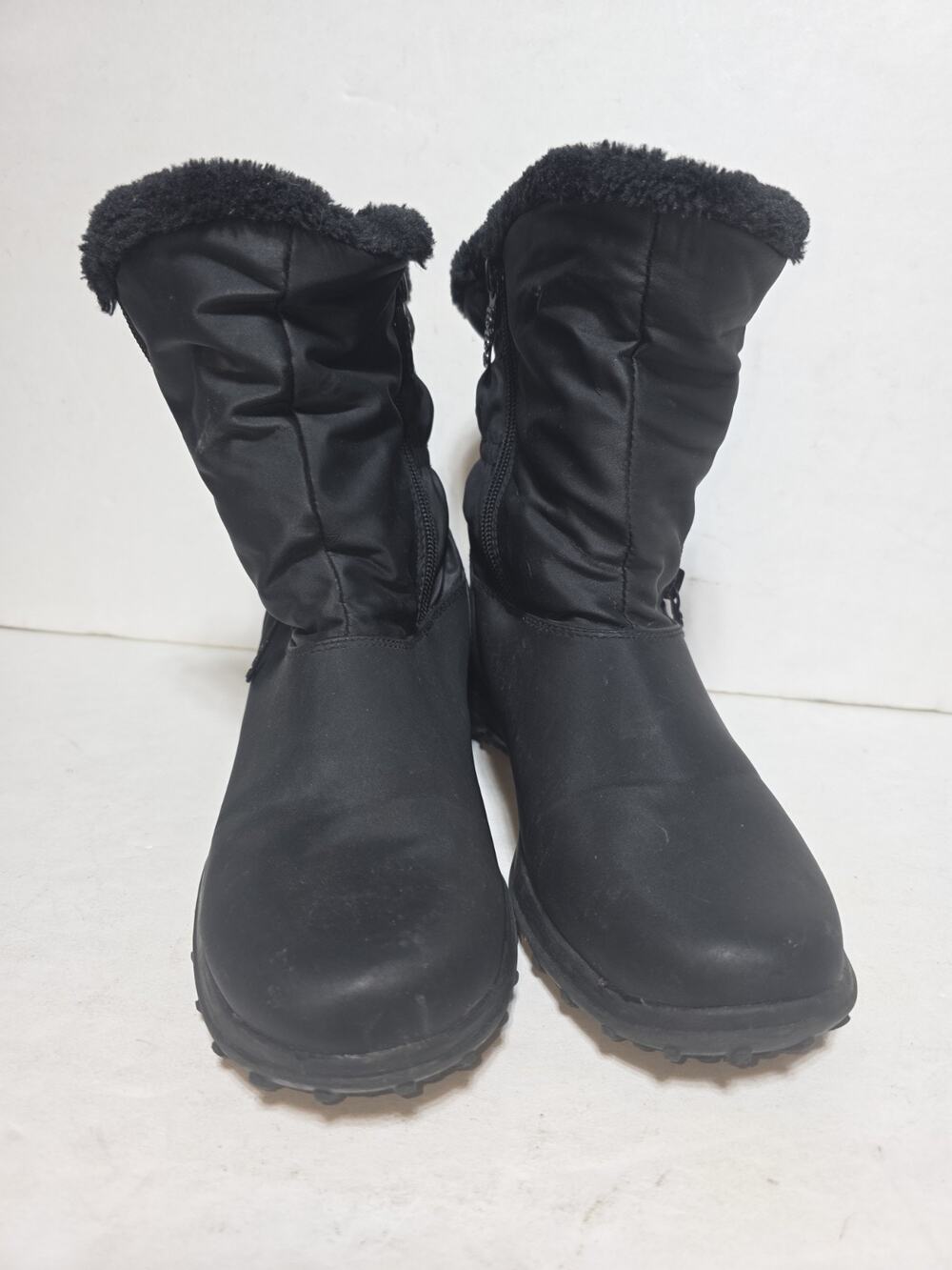 Totes Black All Weather Boots Zipper  Womens 8M